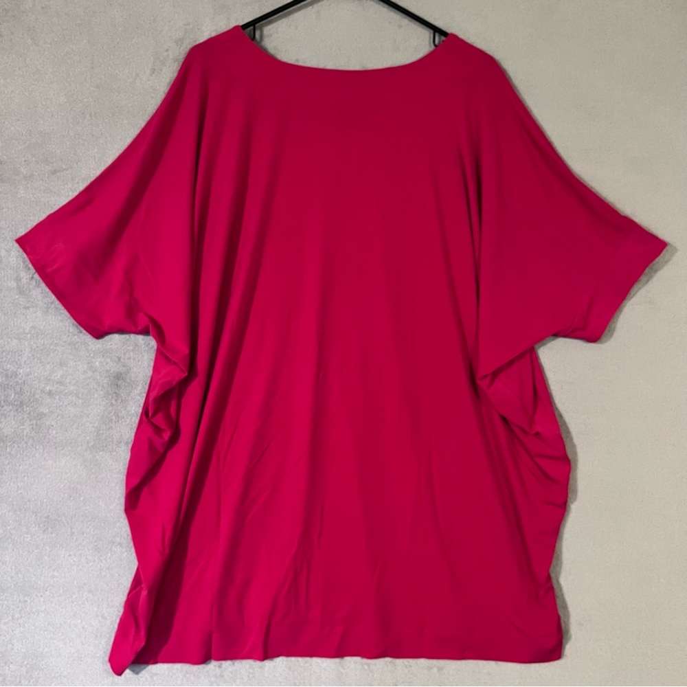 Susan Graver 2X Oversized Liquid Knit Top Dark Pink Solid Womens Plus - Picture 5 of 5